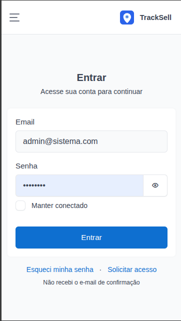 Tela de login do TrackSell