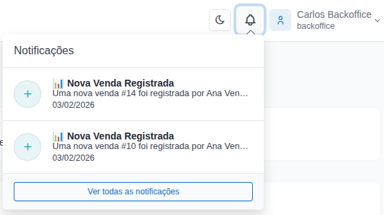 Tela de notificações do TrackSell